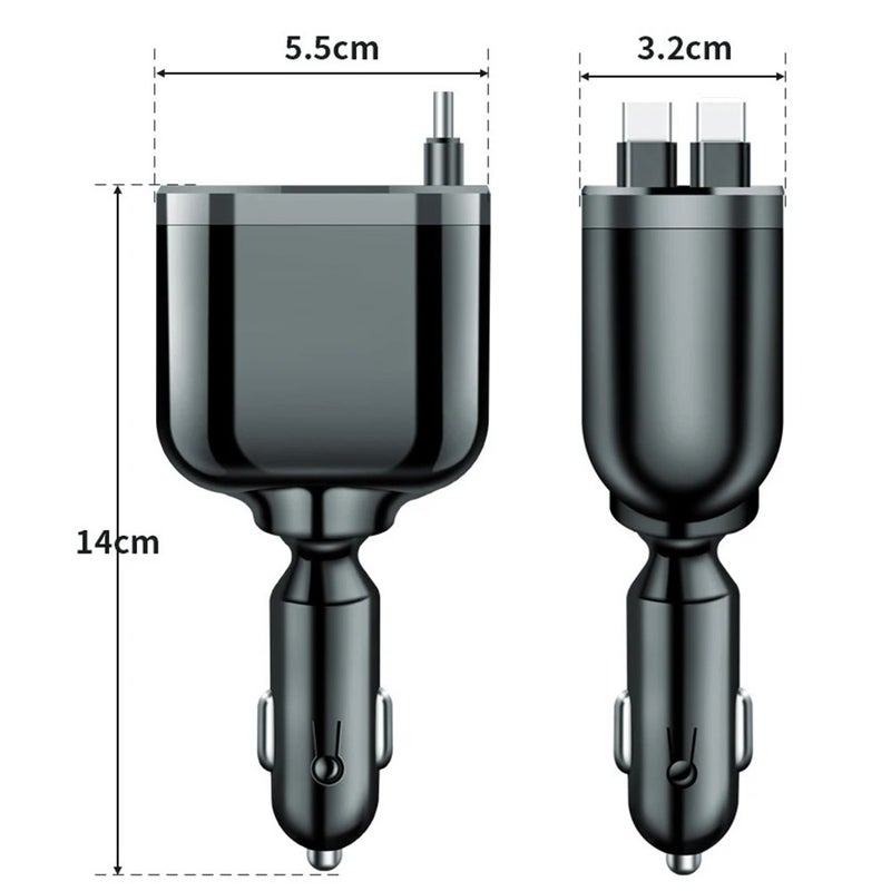 Bluejw Retractable Car Charger with Cables - Fast Charging Mini Car Charger for Phone & Android - Automobile Chargers Gift for Women/Men - Image 5